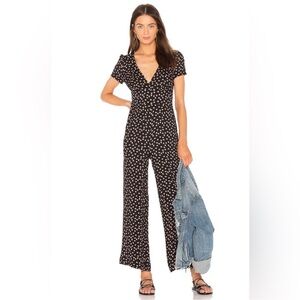 Free People Mia Peach Print Jumpsuit, sz 8